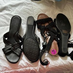 Two pair of black sandals-two pair for &15